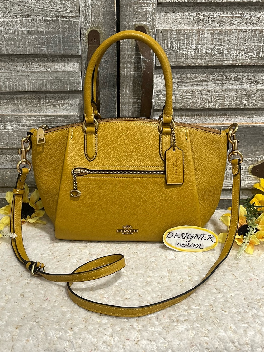 Coach Elise Leather Satchel Bag # 79316 Mustard Yellow EUC! Rare Color!!
